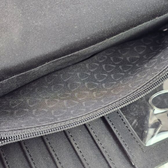 Liz Claiborne Black Leather Tri- Fold Check Book Style Wallet - Picture 5 of 8